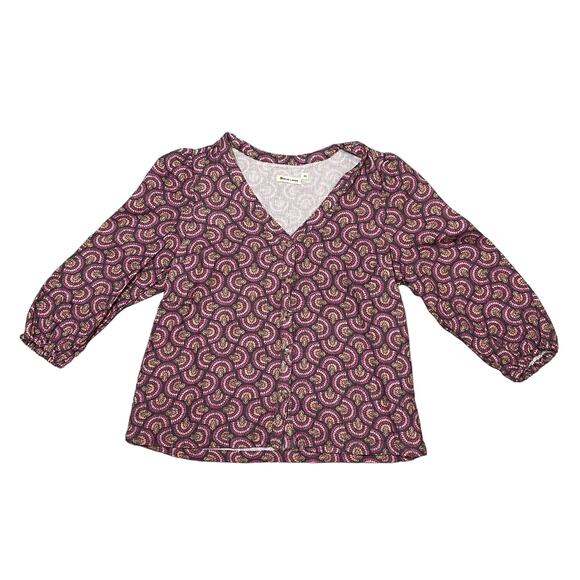 Marine Layer Fan Block Printed Colette Doublecloth Top Magenta Pink - Size XS - Picture 1 of 10